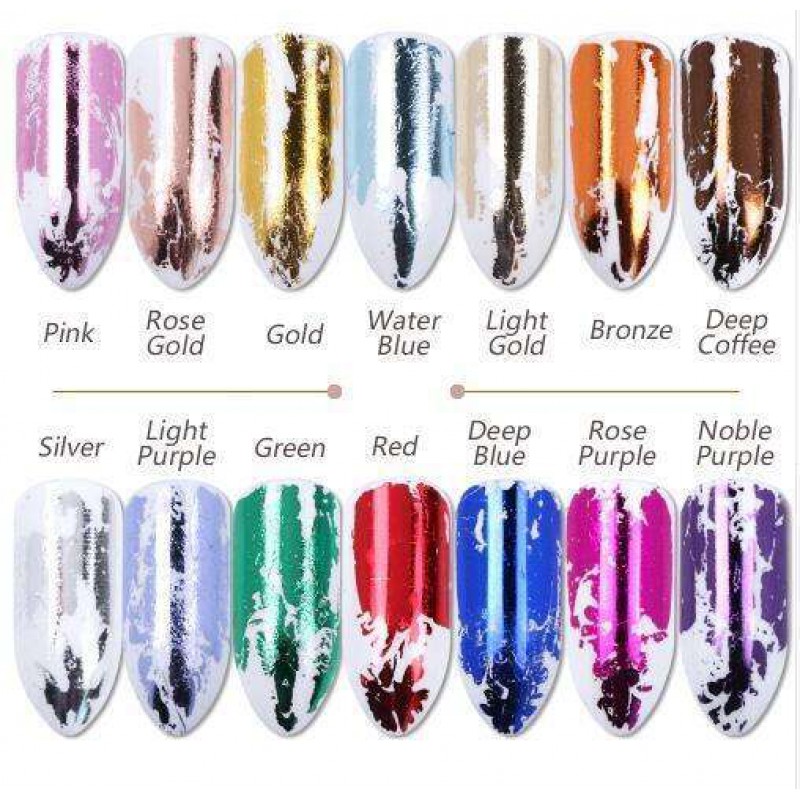 Foil Nail Art Transfer Decoration 14pcs, Chrome